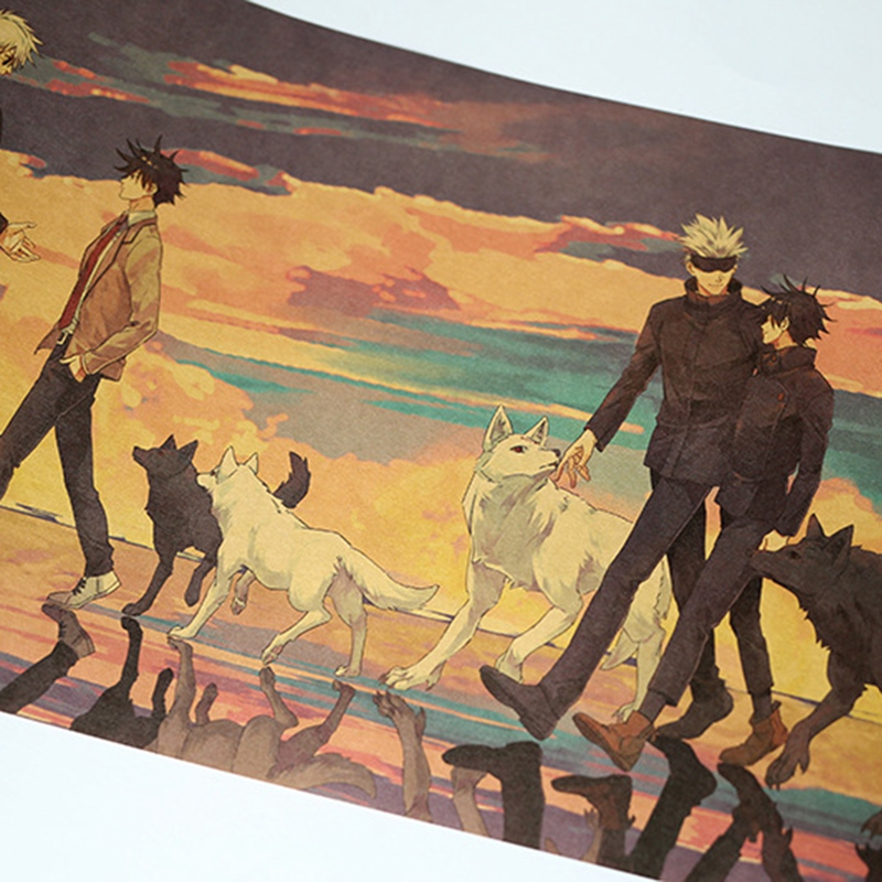 Poster Lukisan Dinding Desain Anime Jujutsu Kaisen Bahan Kertas Kraft Untuk Dekorasi Ruang Tamu-4