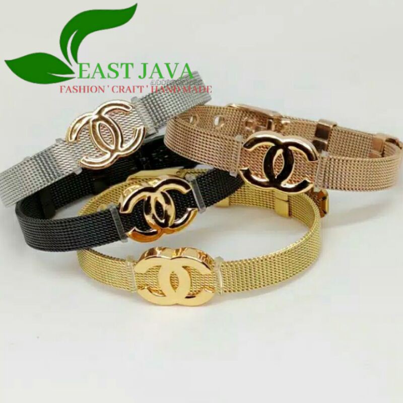 Gelang Sabuk Gelang Titanium Plus Liontin Lapis Emas Gelang Rantai Pasir