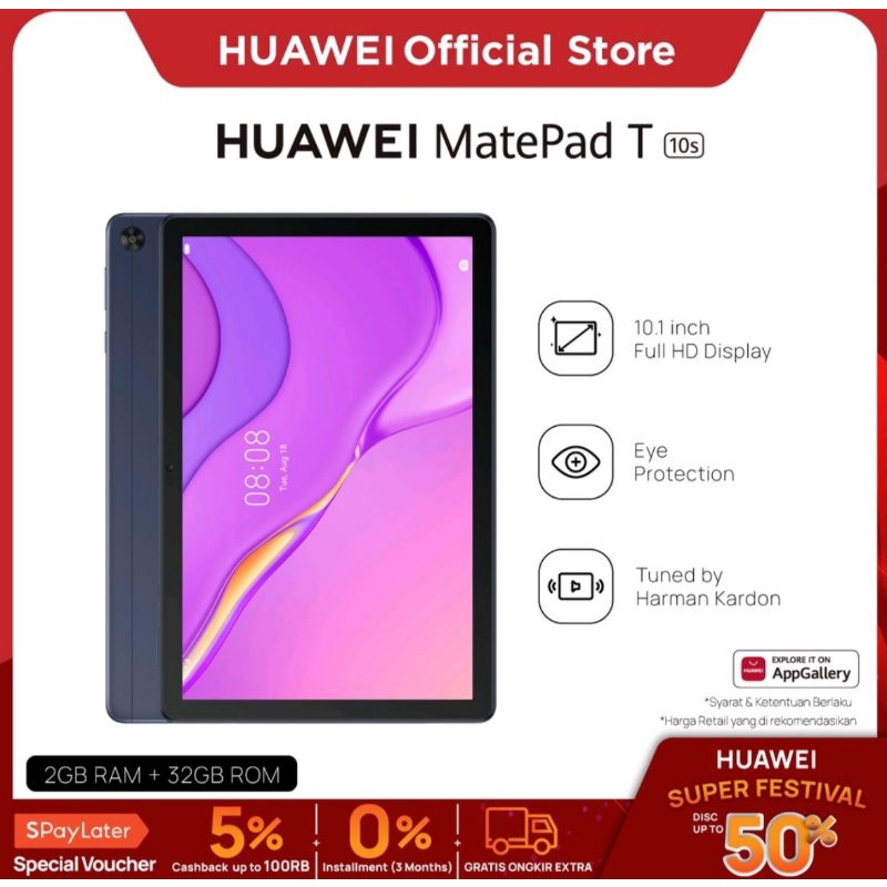 Huawei Matepad T10s New Ram 2/32 GB free flip cover