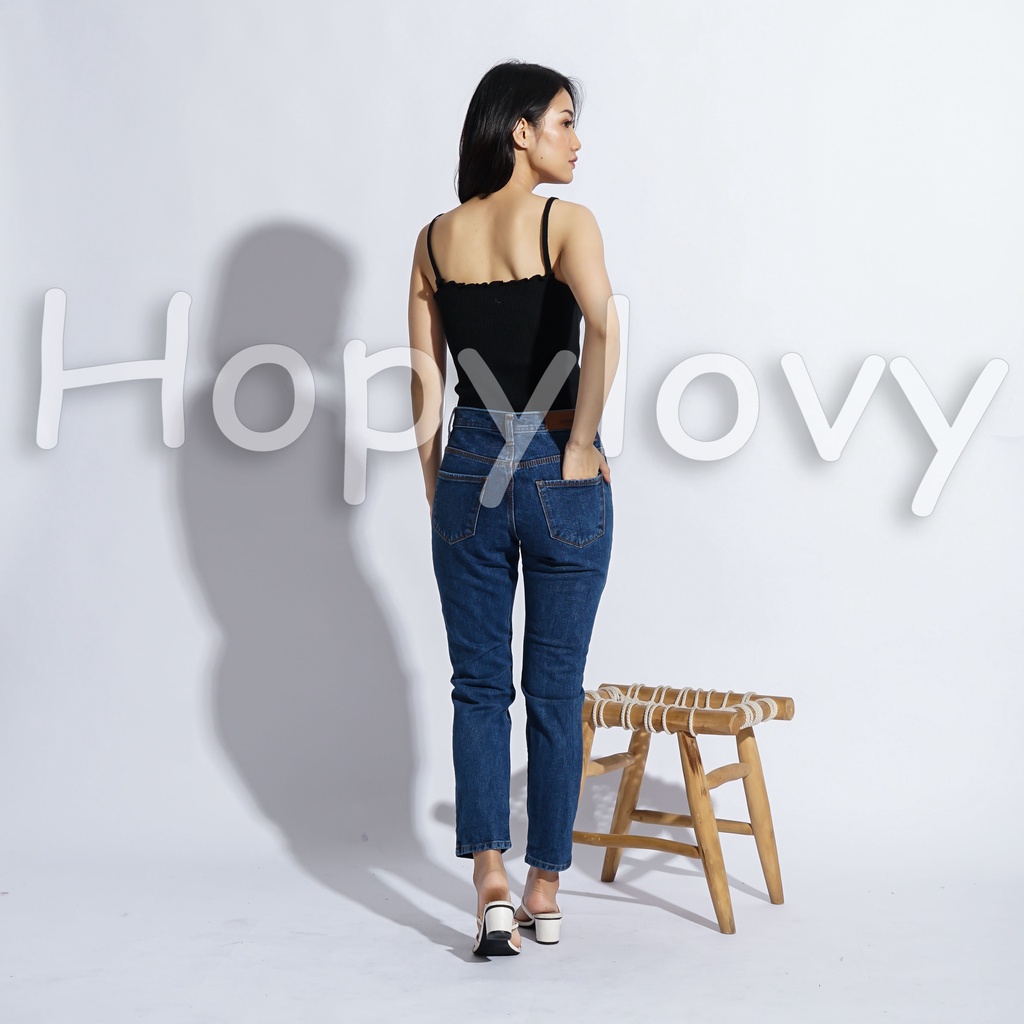 HOPYLOVY Celana Boyfriend Jeans Wanita Sobek Ripped Furing Gianna