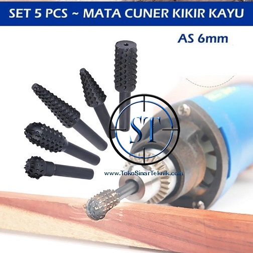 Mata Cuner Kikir Kayu Grafir Tuner HSS As 6mm Gerinda Mini Bor Wood Hss grinder Gerinda Bor Twist Drill Bits isi 5pcs