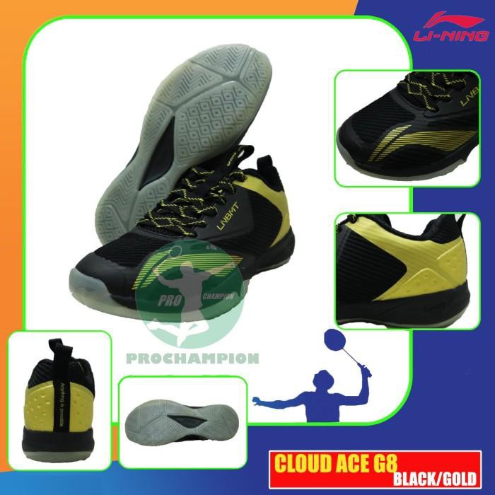 mantul habis badminton LINING CLOUD ACE G8 SEPATU BADMINTON ORIGINAL - NAVY ORANGE, 41
