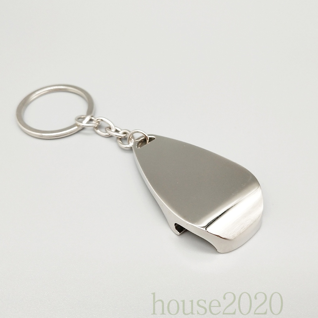 [house2020]Mini Silver Keychain Bottle Opener Metal Key Ring Beer Cap Corkscrew