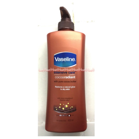 Vaseline Intensive 400ml Care Cocoa Radiant Dry Skin Kulit kering Handbody Vaselin Hand Body