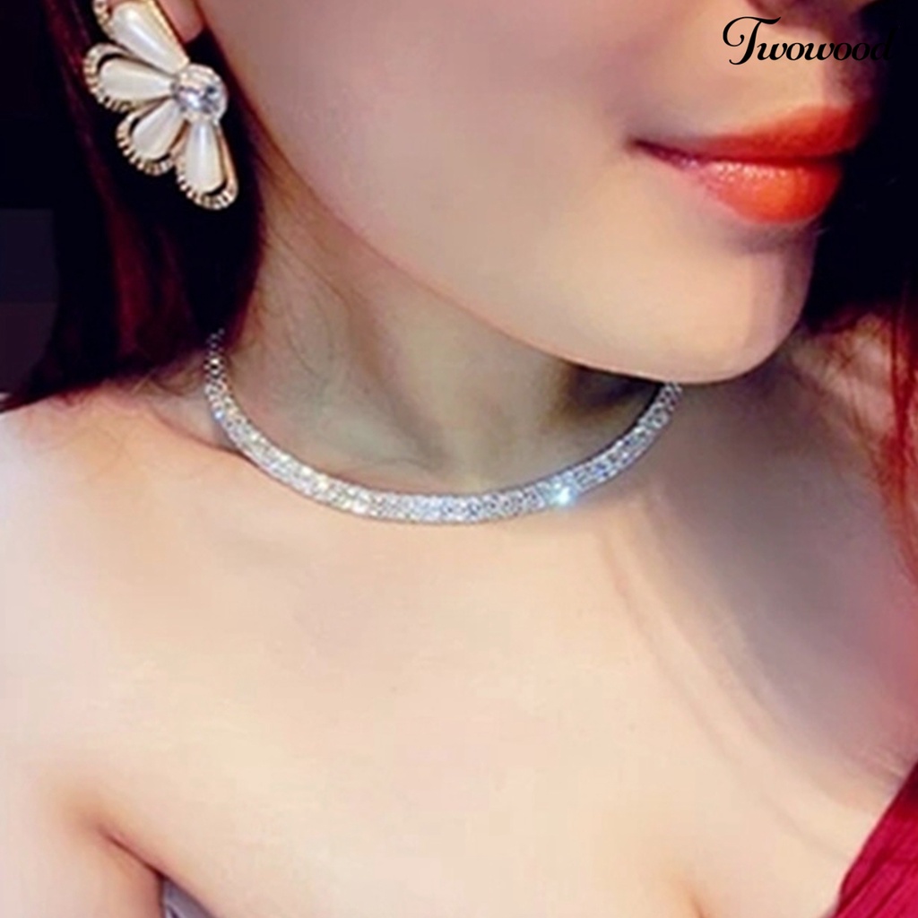 Kalung Choker Aksen Berlian Imitasi Untuk Wanita