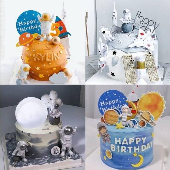 Dekorasi Topper Cake Luar Angkasa Roket Rocket Astronot Astronout Space Ship