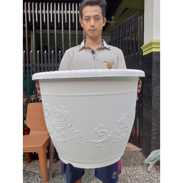 Pot Shallom Glory 60/Pot Tanaman Jumbo Besar Motif Kembang Diameter 60