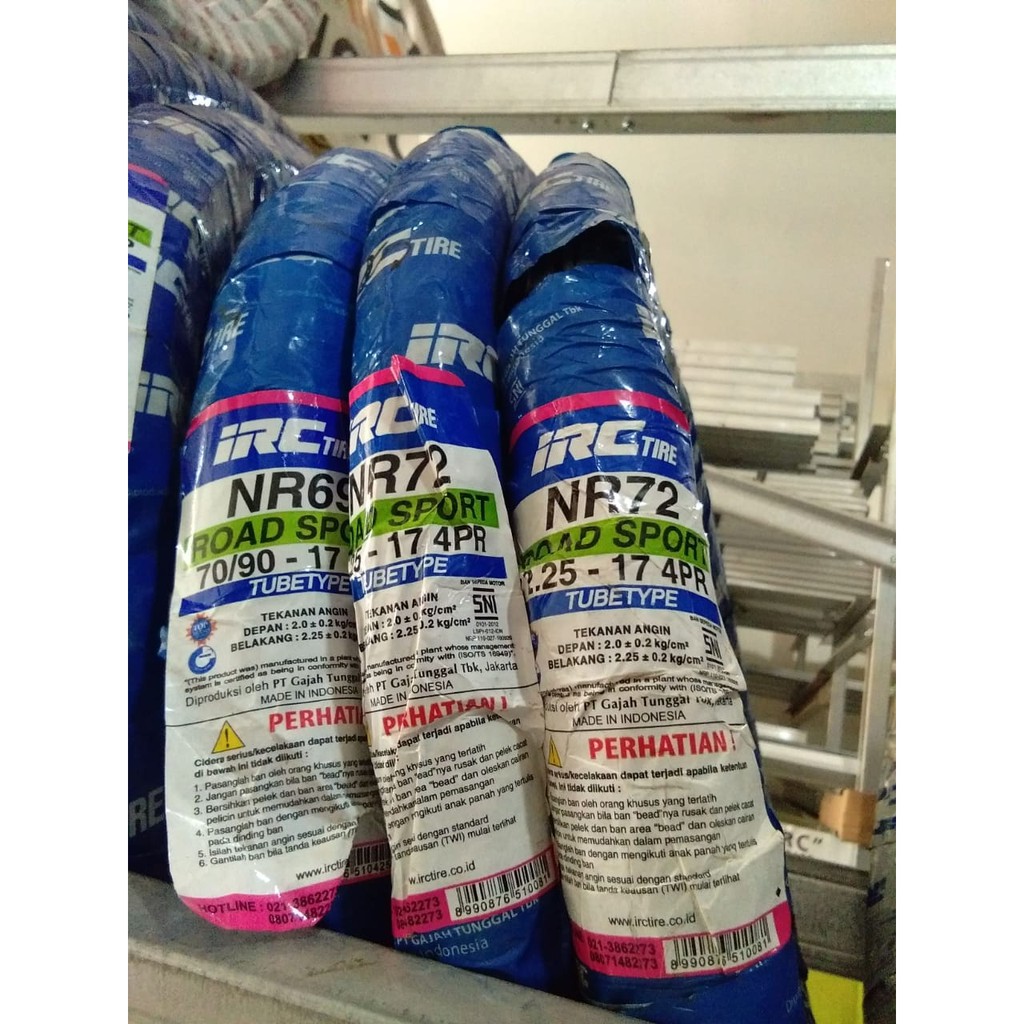 BAN LUAR IRC 225-17 NR72 TUBETYPE