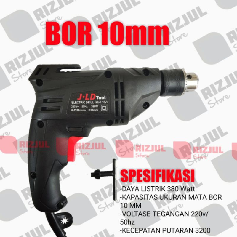 MESIN BOR JLD TOOLS 10MM BISA BOLAK BALIK BOR JLD