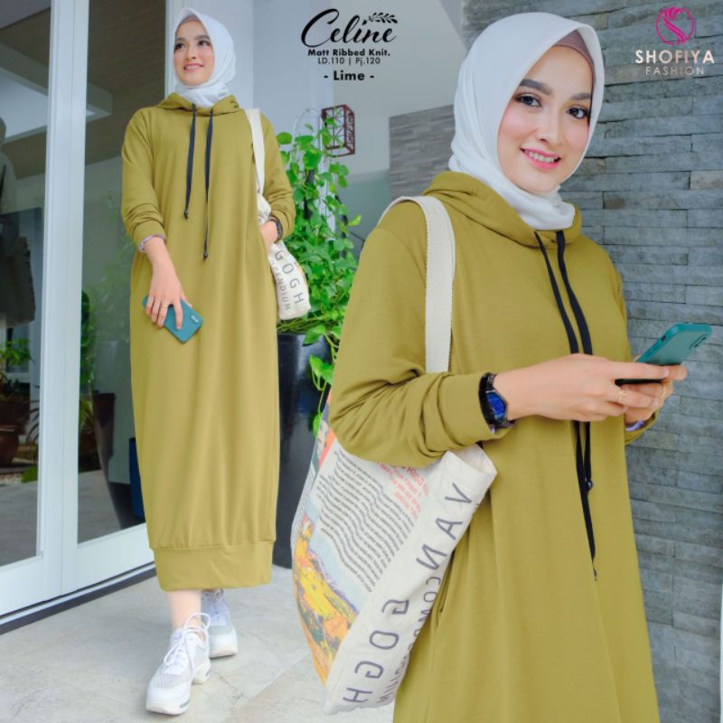 CELINE MIDI DRESS CASUAL HOODIE ORIGINAL SHOFIYA @alv