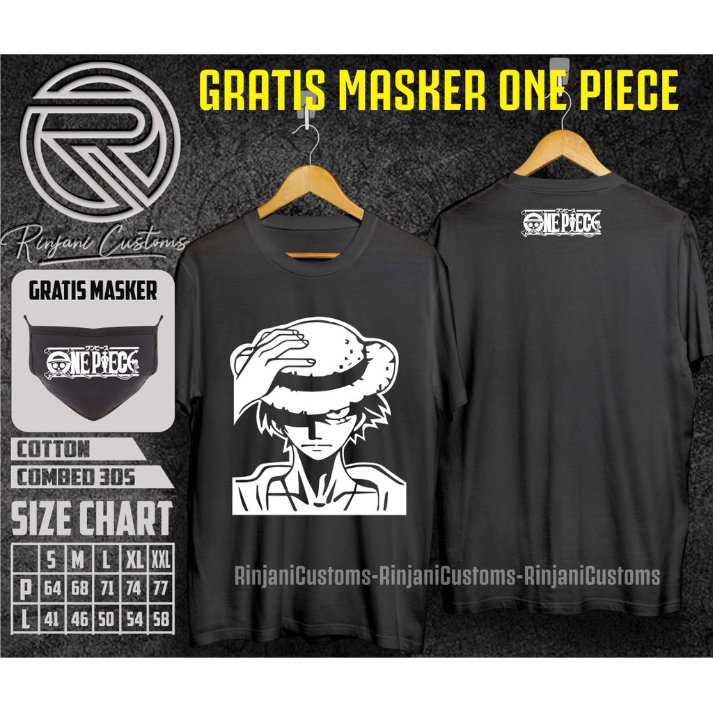 KAOS ANIME ONE PIECE.KAOS MUGIWARA LUFFY+FREE MASKER