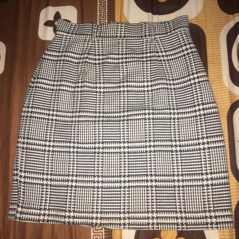 preloved rok span mini vintage kotak-kotak