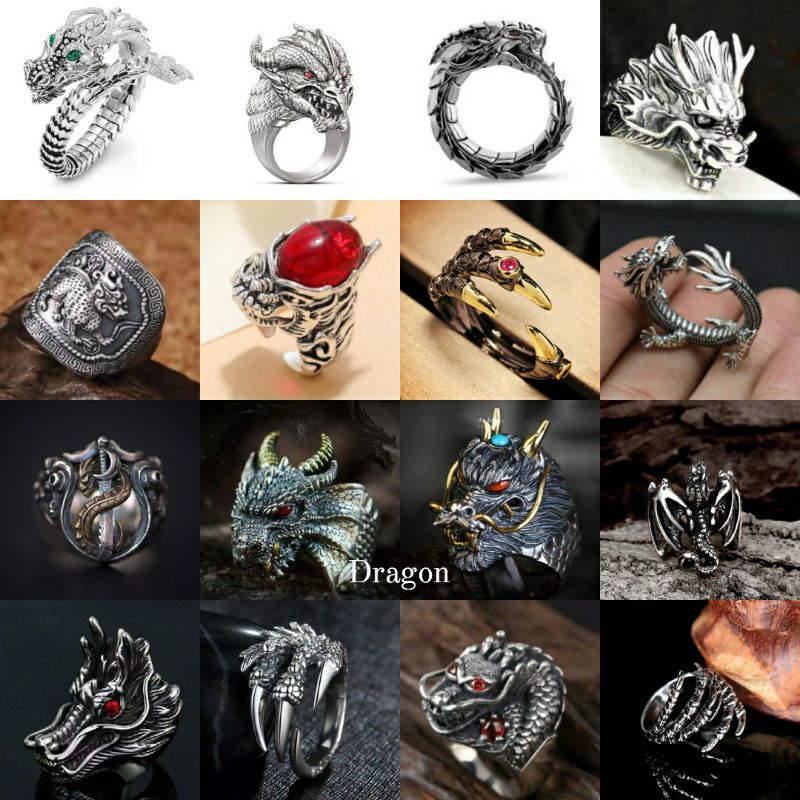 Cincin Pria gaya naga punk style dragon series men ring