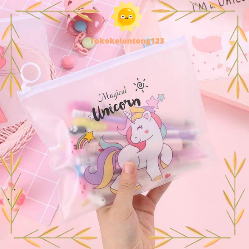 Pouch Zipper Bag/Tempat pensil anak motif unicorn