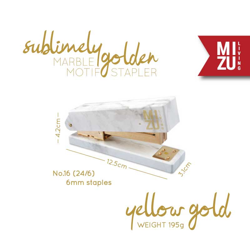 SUBLIMELY GOLDEN MARBLE Motif STAPLER no.16 Stepler Jekrekan Cekrekan Staples Marmer Emas-MARBLE STAP YG
