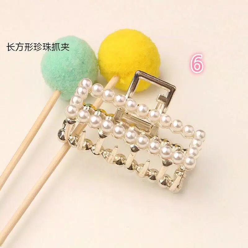 (  Fy ) Korean Jepit Rambut import H46 Large Size Clip Pearl Hairpin Rhinestone Sweet Lovely B16