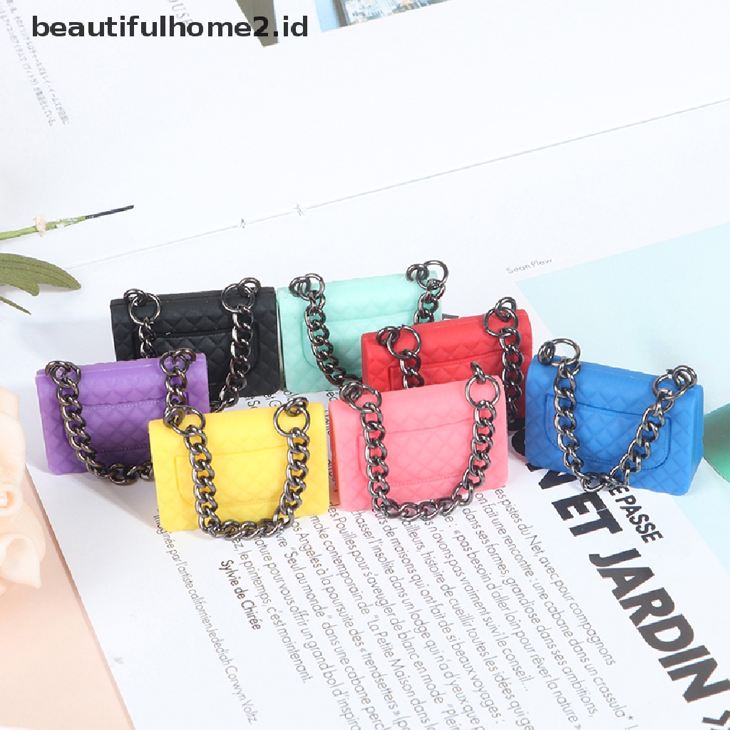 [beautifulhome2.id] 1 Pc Chain Pack Doll Bag Miniature Shopping Handbag Model for Doll House Decor ID