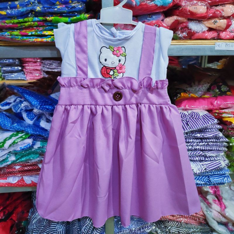 Dress Anak 1 2 tahun baju anak perempuan gaun moscrepe hellokitty moscrepe ov ( dress moscrepe Ov )