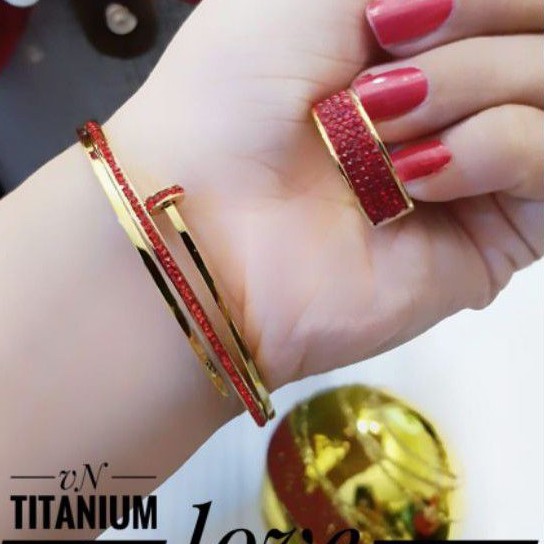 Titanium Set Gelang Cincin Perhiasan Wanita 2005