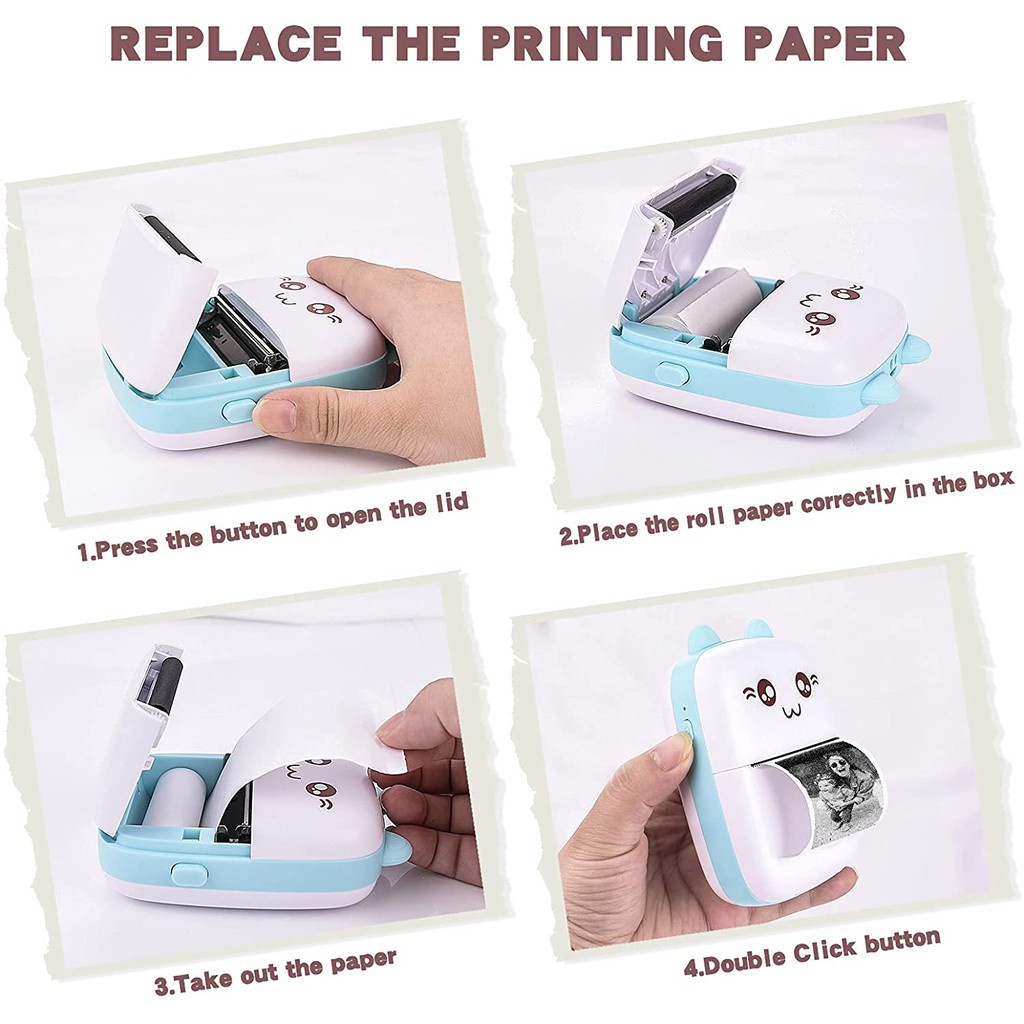 【COD】Portable Mini Thermal Printer Bluetooth Printer Tanpa Tinta  Termal Printer Label Receipt Barcode Printer