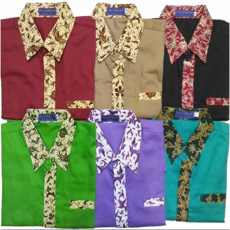 BAJU KEMEJA KERJA ATASAN KOMBINASI BATIK KARYAWAN HOTEL CAFE RESTO TOKO KANTOR