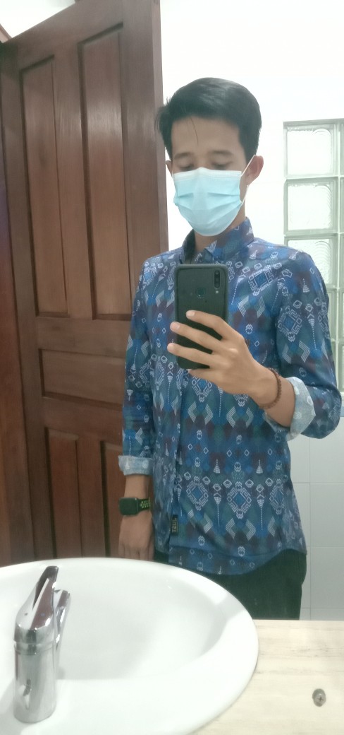 (ready Big Size) Babedo Kemeja Batik Slimfit Pria Motif Torpedo Biru Lengan Panjang Premium