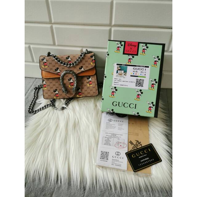 TAS SELEMPANG GUCCI MICKEY DYNOSIUS MINI FREE BOX