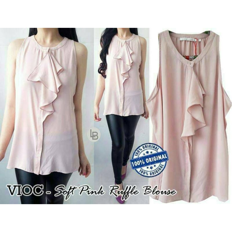B460.VioletClaire Soft Pink Ruffle Blouse