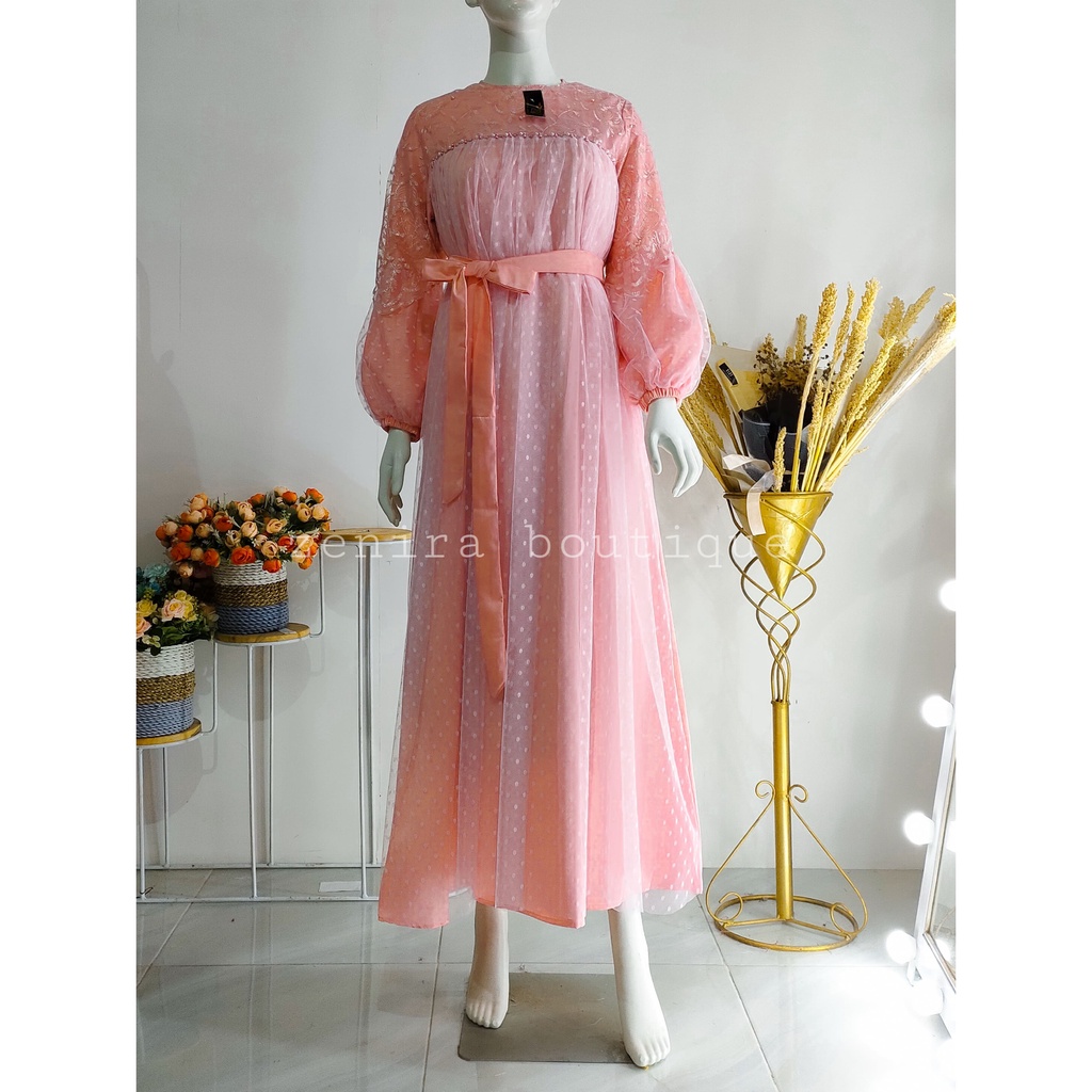 VANESSA Baju Pesta Velvet Lapis tile dot dan tile bordir / Gaun Kondangan / Lamaran / Bridesmaids / bumil / couple / tersedia ukuran kecil hingga jumbo