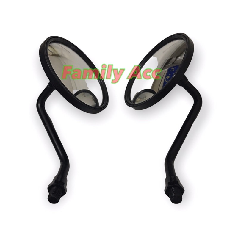 Spion Retro Klasik Bulat Black Tangkai Pendek Model Vespa Kaca Cembung Motor Yamaha dan Honda Universal