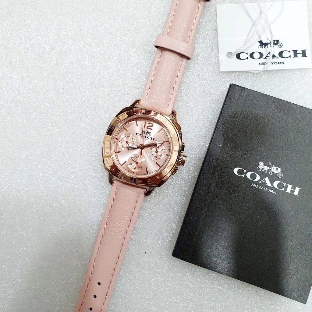 JAM TANGAN PRIA WANITA | RANTAI | KULIT | KARET | MURAH | WANITA COACH STRAP LEATHER PINK CASE STAIN