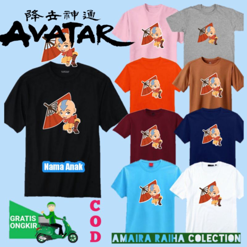 Kaos anak Avatar aang/baju avatar aang/kaos kartun avatar the legend of aang/kartun avatar