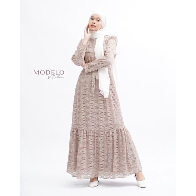 Gamis Brukat ZEA ZIGA by salasaoutfit gamis premium gamis wanita putih gaun pesta / gamis brukat / b