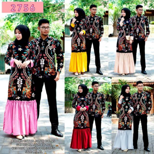 Baju batik couple gamis mix wofice fashion anak muda modis