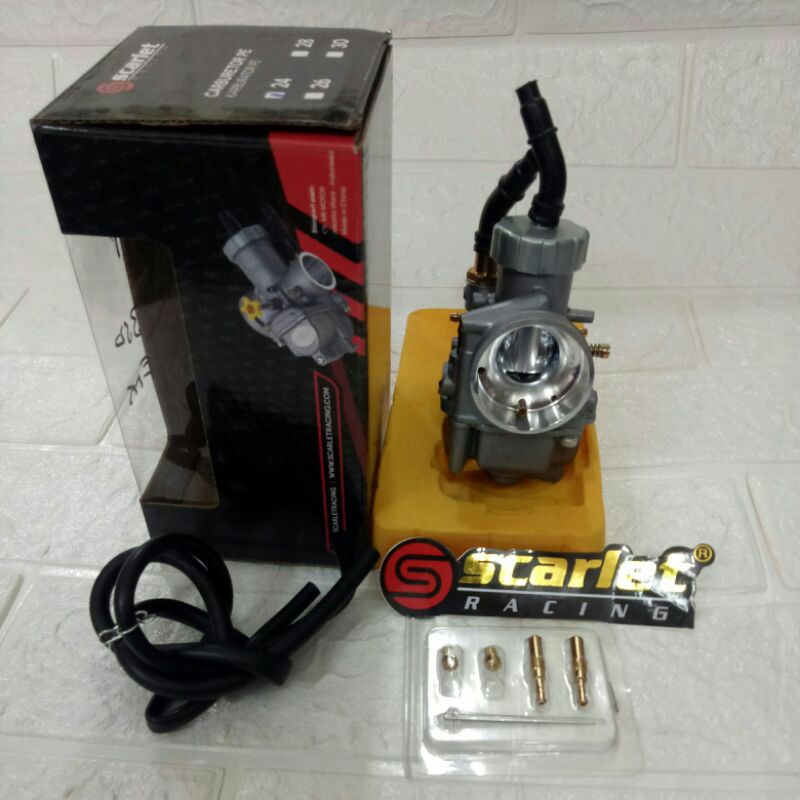 karbu karburator pe scarlet 24 26 28 30 sdh reamer ,lengkap dgn fitur power jet,pnp universal vixion,ninja,cbr,cb,rx king,fu,taiger,mega pro scorpio,bison,xabre,supra shogun,jupiter,mx,vega,vario,beat, mio dll-pe 28 scarlet