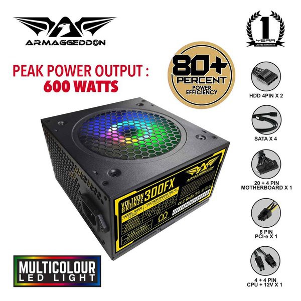 PSU ARMAGEDDON VOLTRON 235FX 470W BRONZE MULTICOLOR LED LIGHT 80+ Rate