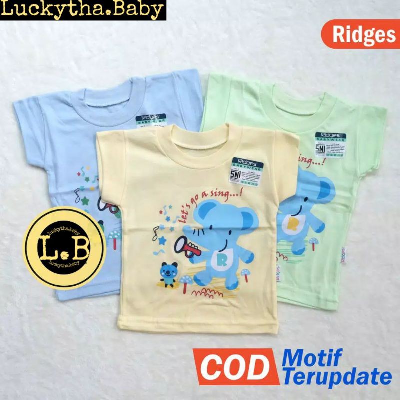 3pcs kaos oblong bayi 0-18 bulan RIDGES PENDEK / OBLONG RIDGES / KAOS BAYI RIDGES