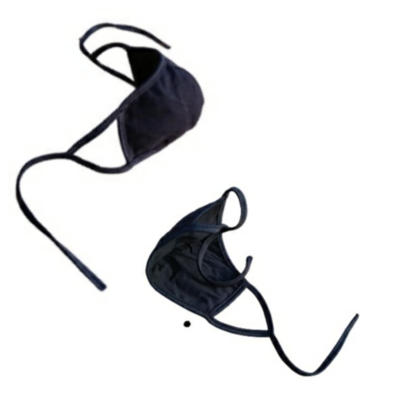 MASKER KAIN EARLOOP/HEADLOOP 3 PLY WARNA HITAM POLOS PRIA/WANITA