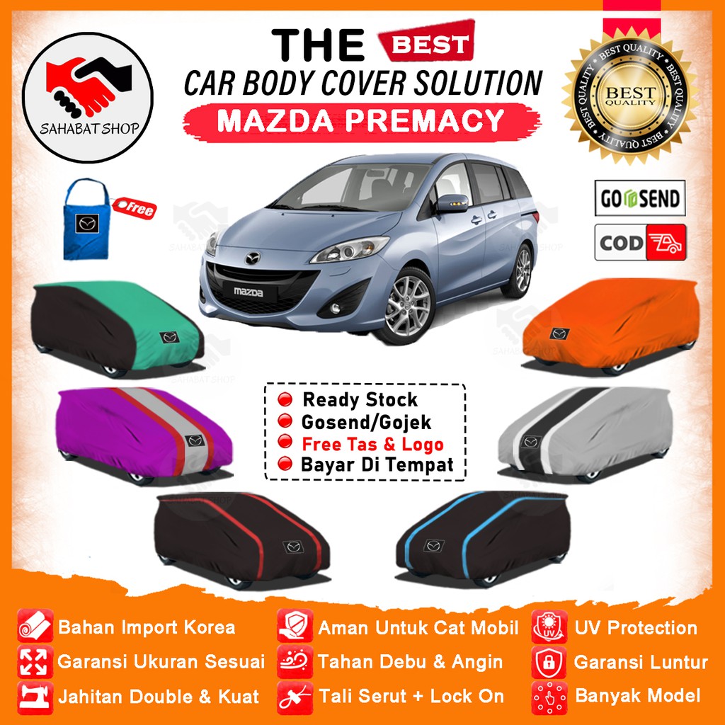 Sahabat Body Cover Mobil Premacy / Selimut Penutup Mazda Premacy Outdoor / Mantel Tutup Selimut Pelindung Kerudung Jas Kelambu Mantol Terpal Kerodong Tutupan Bungkus Pembungkus Mobil Premacy Waterproof Anti Air Model Orange