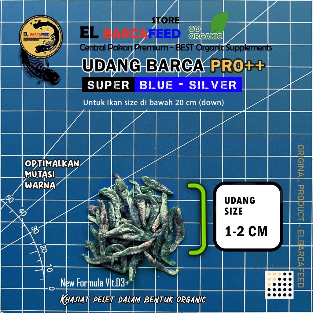 UDANG BARCA Pro++ [SUPER BLUE COLOR ENHANCER] UDANG KERING - Pakan Pelet Ikan Channa, Koki, Arwana, Louhan, Koi &amp; ikan hias lainnya