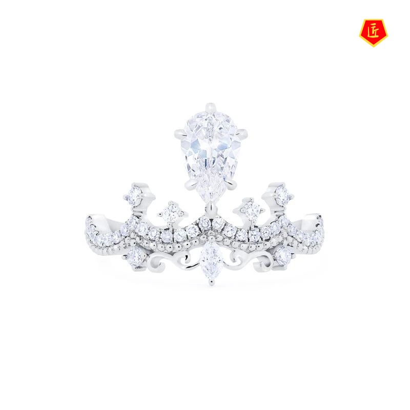 [Ready Stock]Elegant Fashion Crown Moissanite Ring