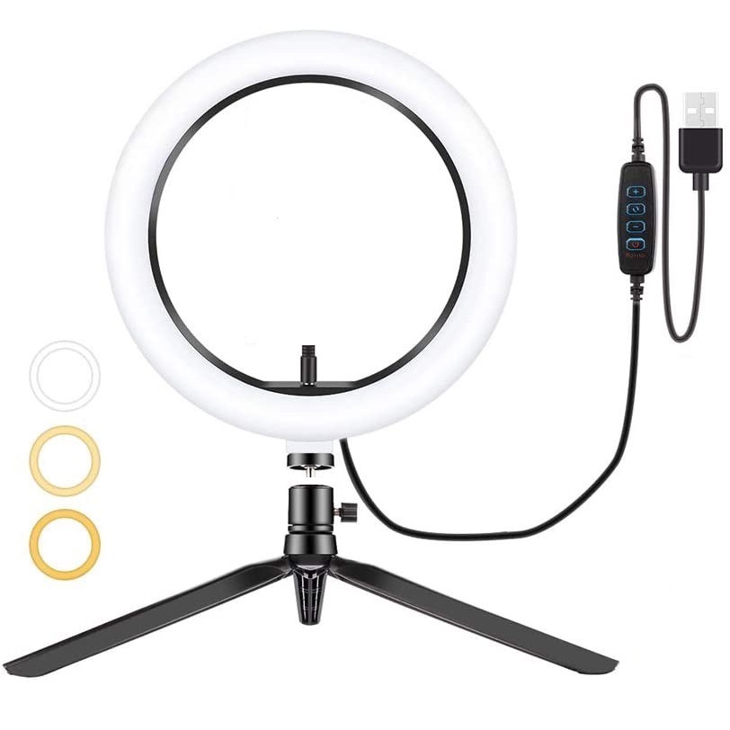 LED Ring Light 13 Inch Stand 3 Color Dimmable For Live Video Vlogging Bonus Tripod Stand