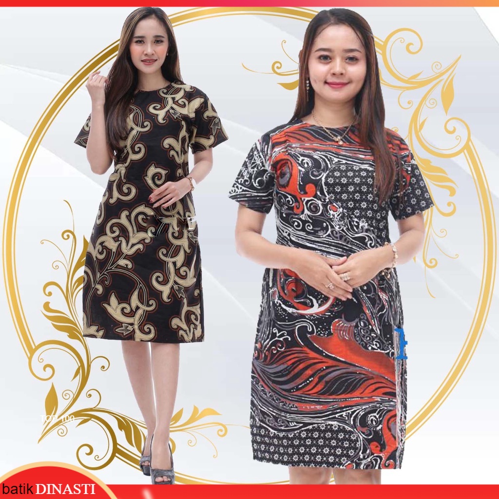 Batik Dress - Dress Pendek MOTIF HITAM KOMBINASI JAWA MODEL