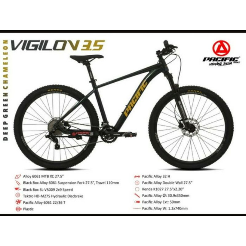 Pacific Vigilon 3.5 MTB 9speed hidrolik sepeda gunung