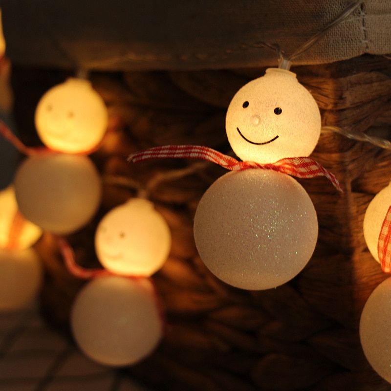 Lampu String Natal LED Jendela Pemandangan Meriah 1.5/3M Warm white lighting Motif Badut Snowman Dekorasi