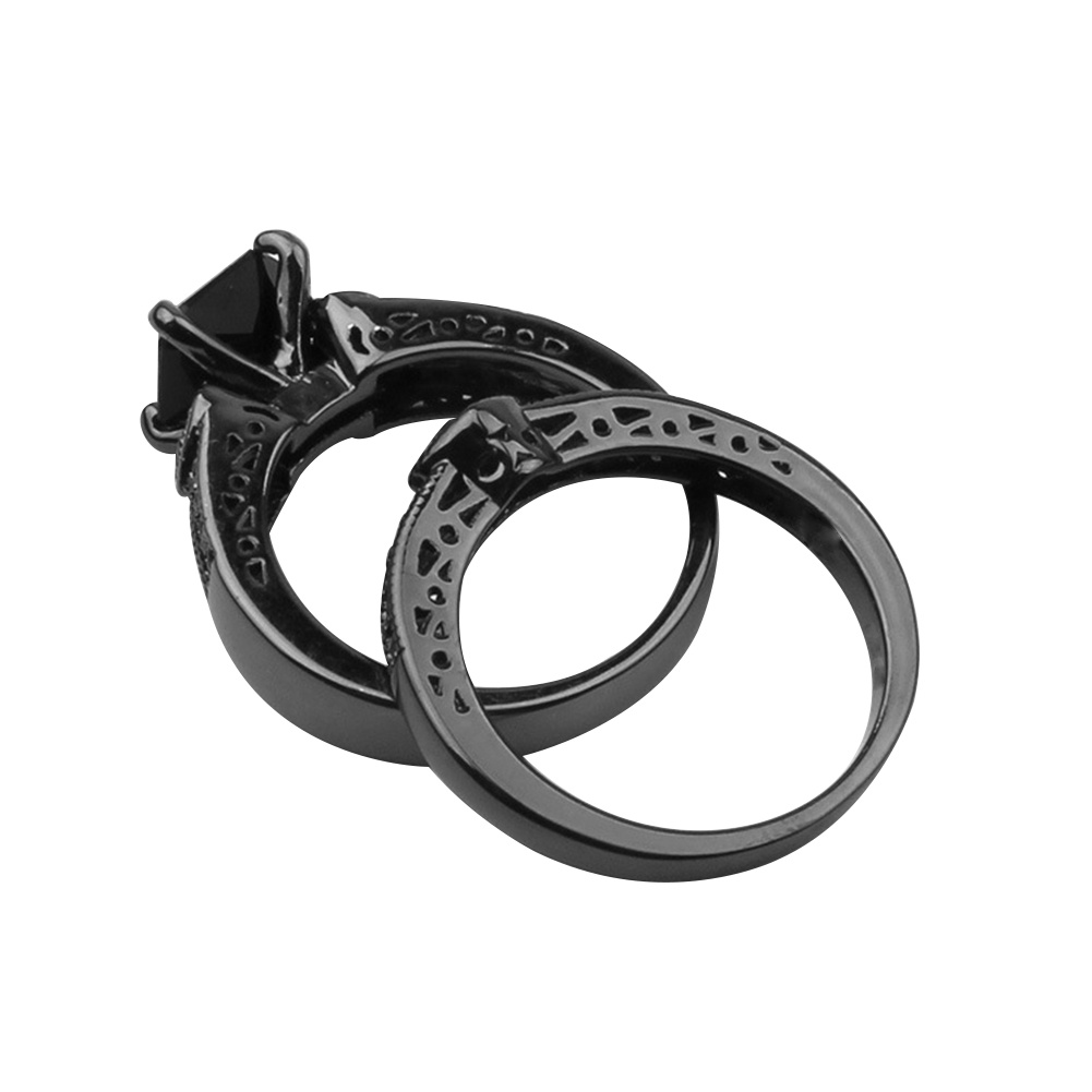 Hu Hu Hu Hu Hu Alat Bantu Pasang Kacamata♡ 2pcs / Set Cincin Wanita Bentuk Kotak Hias Cubic Zircon Untuk Pesta