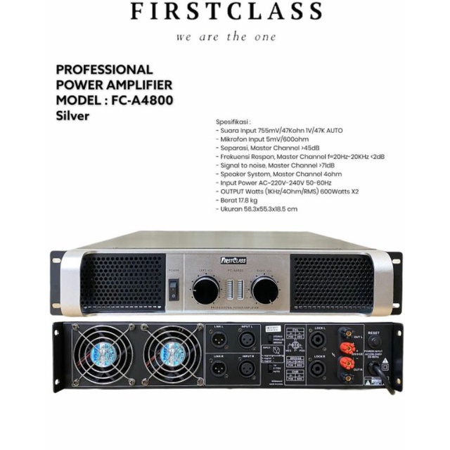 POWER AMPLIFIER FIRSTCLASS FC A4800 POWER AMPLI 600watt ×2