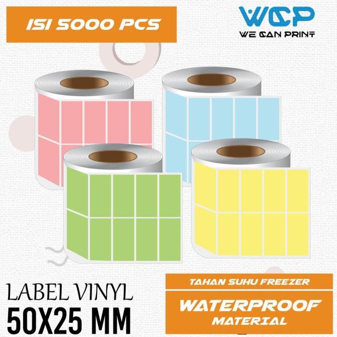 

(BISA COD) LABEL VINYL WATERPROOF 50X25 MM STICKER YUPO 50 X 25 MM ISI 5000 PCS PROMO Kode 972