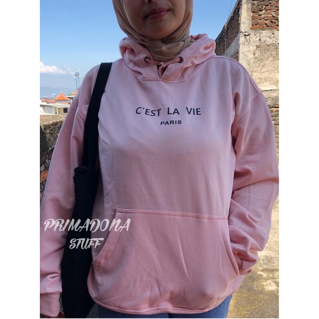 Hoodie Cest LaVie Outwear Wanita Ala Korean Style Bahan Fleece