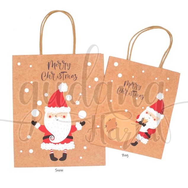 Paper Bag Natal Vintage Tas Hadiah Bungkus Christmas Snow Chimney GH 507009